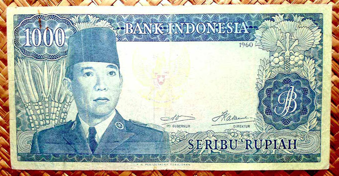 Indonesia 1000 rupias 1960 (170x85mm) pk.88b anverso