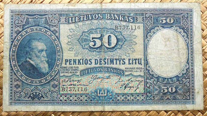 Lituania 50 litu 1928 anverso