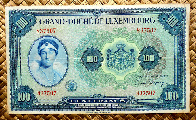 Luxemburgo 100 francos 1944 anverso