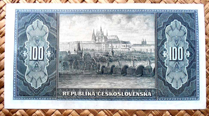 Checoslovaquia 100 korun 1945 reverso