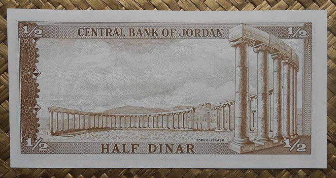 Jordania 1/2 dinar 1973 (140x70mm) pk.13c reverso