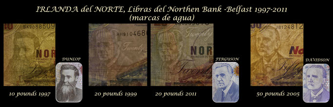 Irlanda del Norte serie libras Northern Bank 1997-2011 marcas de agua