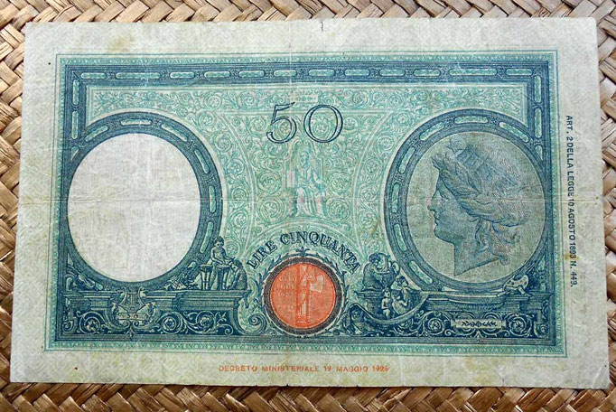 Italia 50 liras 1943 reverso
