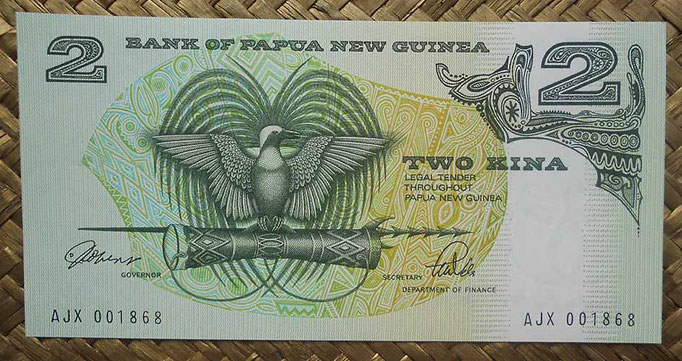 Papua Nueva Guinea 2 kinas 1992 (140x70mm) pk.12A anverso