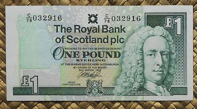 Escocia 1 pound 1999 (128x64mm) pk.351d anverso