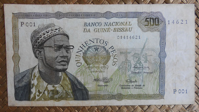 Guinea Bissau 500 pesos 1975 (160x85mm) pk.3a anverso