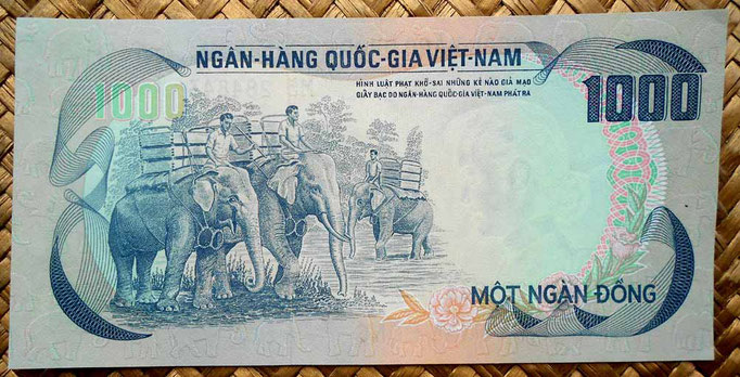 Vietnam del Sur 1000 dong 1972  reverso