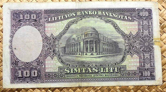 Lituania 100 litu 1928 reverso