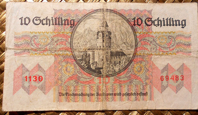 Austria 10 shillings 1946 reverso