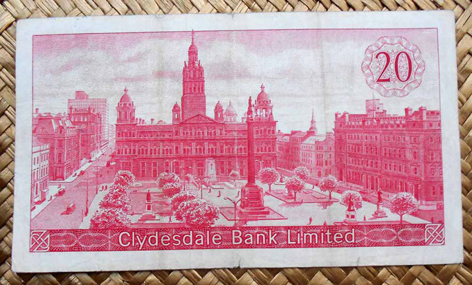 Escocia Clydesdale Bank 20 libras 1964 reverso