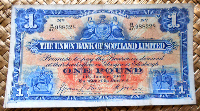 Escocia 1 libra 1942 Edimburgo anverso