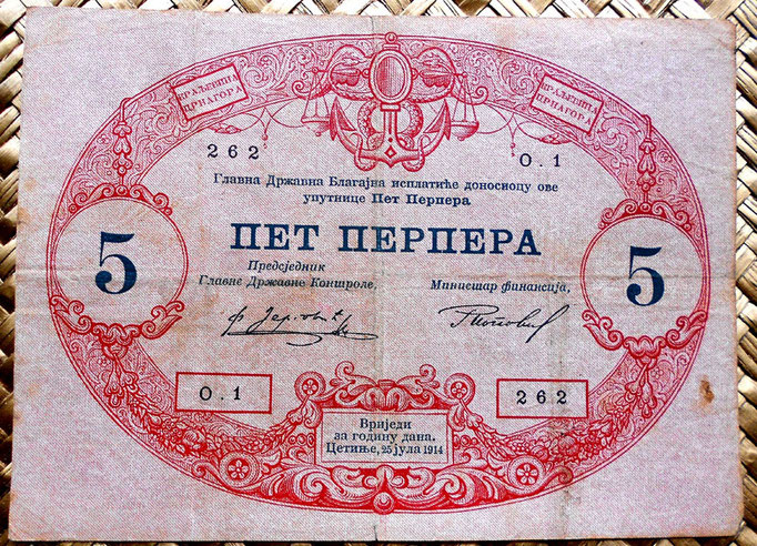 Montenegro 5 perpera 1914 anverso