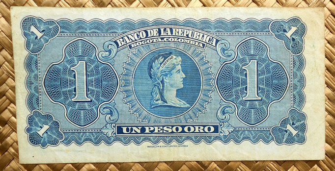 Colombia 1 peso oro 1953 reverso