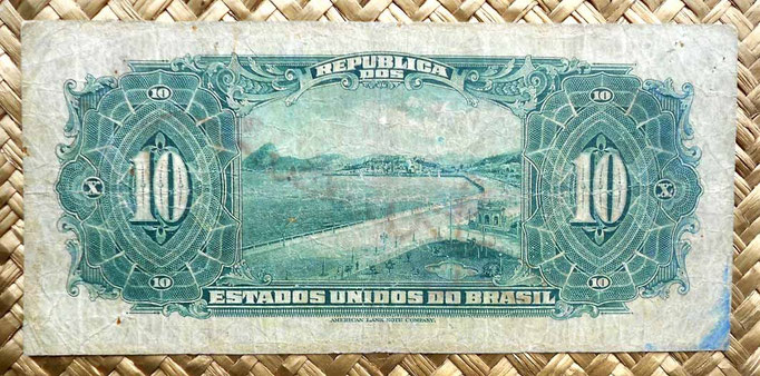 Brasil 10 mil reis 1942 resello 10 cruzeiros  reverso