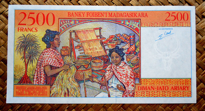 Madagascar 2500 francos - 500 ariary 1998 pk.81 reverso