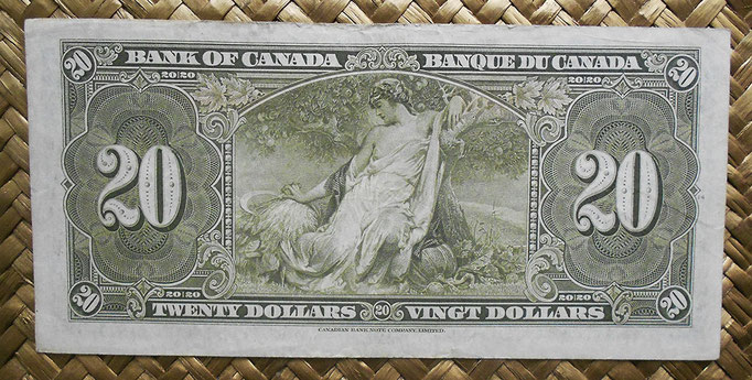 Canada 20 dollars 1937 pk.62c reverso