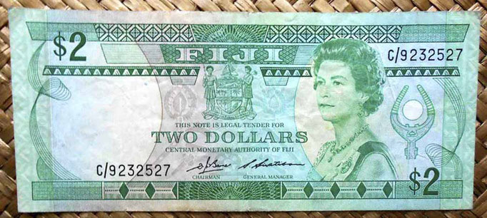 Islas Fiji 2 dollars 1983 (156x67mm) pk.82a anverso