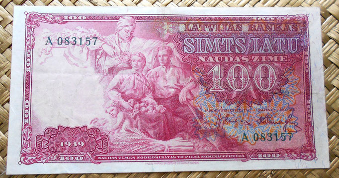 Letonia 100 latu 1939 pk.22a anverso