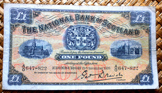 Escocia 1 libra 1939 Edimburgo anverso
