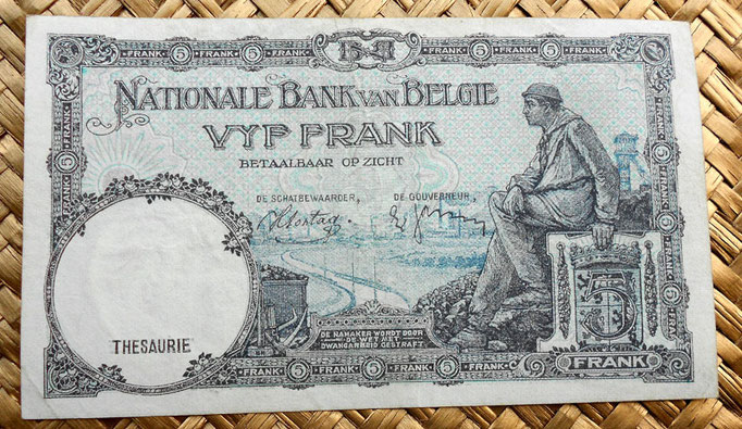 Bélgica 5 francos 1938 reverso