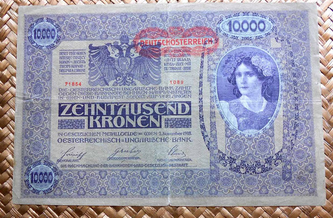 Imperio Austrohúngaro 10000 coronas 1918 anverso