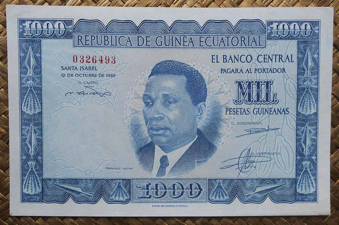 Guinea Ecuatorial 1000 pesetas 1969 (157x104mm) pk.3 anverso