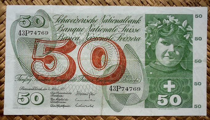 Suiza 50 francos 1973 (174x95mm) anverso