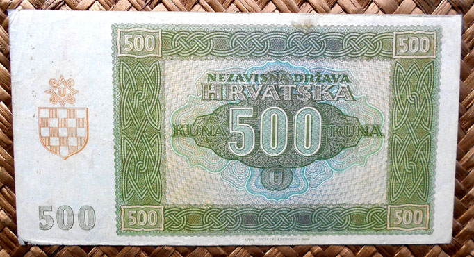 Croacia 500 kunas 1941 (158x84mm) reverso