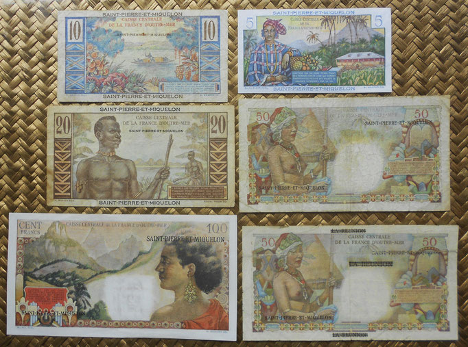 San Pedro y Miguelón serie francos 1950-1960 -Ilustres en Ultramar- reversos