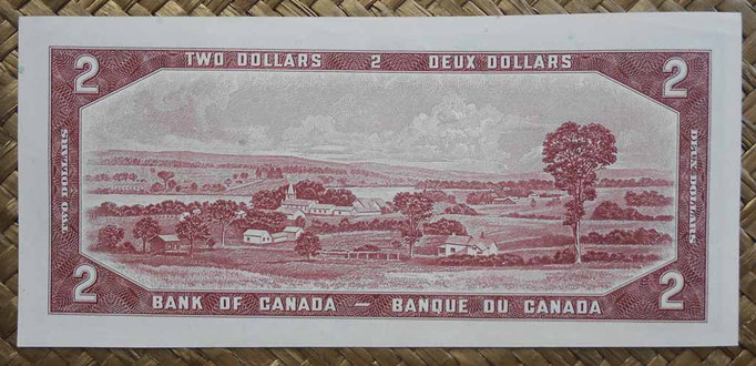 Canada 2 dollars 1954 pk.76b reverso