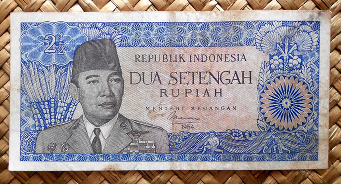 Indonesia 2'5 rupias 1964 (120x60mm) pk. 81b anverso