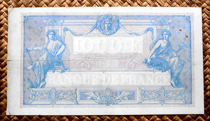 Francia 1000 francos Bleu et Rose 1924 reverso