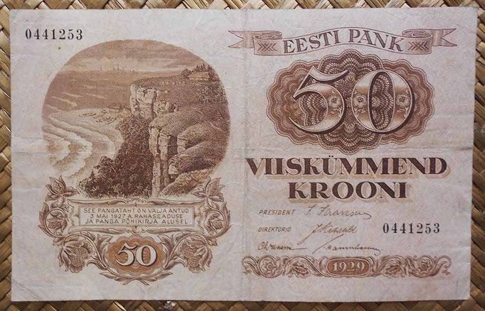 Estonia 50 krooni 1929 (156x98mm) pk.65 anverso