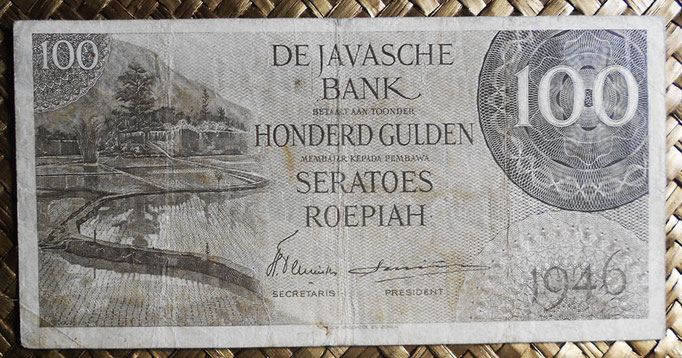 Indias Orientales Holandesas 100 gulden 1946 (148x74mm) pk.94 anverso