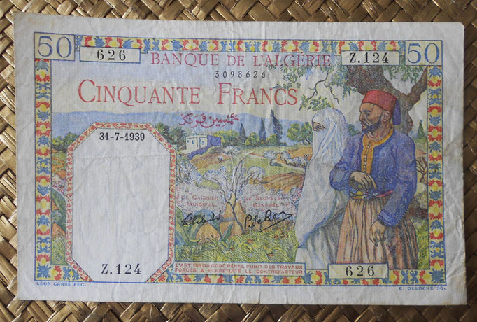 Argelia 50 francos 1939 (145x92mm) pk.84 anverso