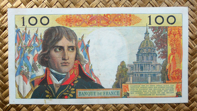 Francia 100 nuevos francos 1961 (172x92mm) reverso