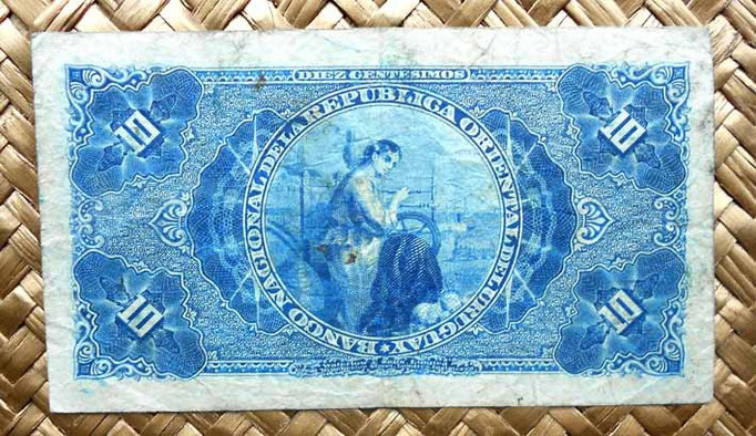 Uruguay 10 centésimos de peso 1887 reverso