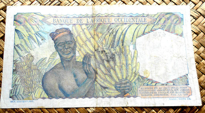 French West Africa 50 francos 1948 reverso