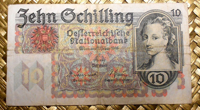 Austria 10 shillings 1946 anverso