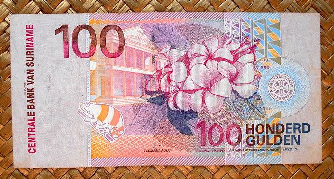 Surinam 100 gulden 2000 reverso