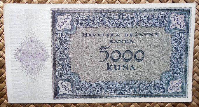 Croacia 5000 kunas 1943 (178x94mm) reverso