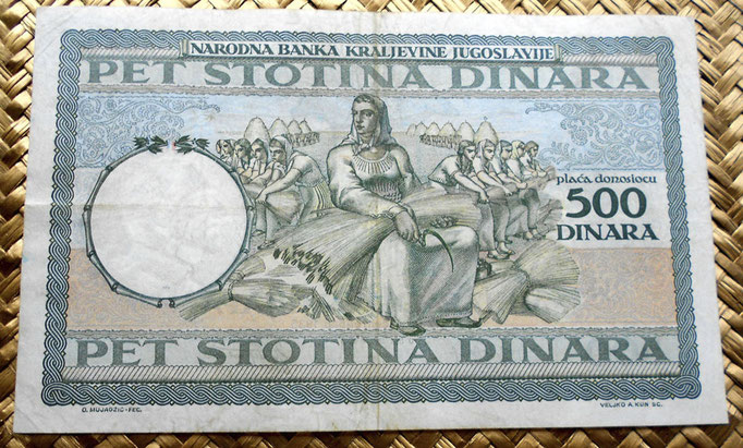 Yugoslavia 500 dinares 1935 pk.35 reverso