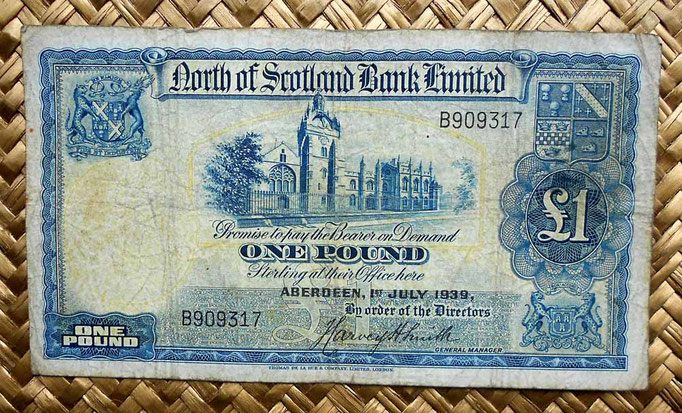 Escocia North of Scotland Bank Limited 1 libra 1939 (150x82mm)anverso