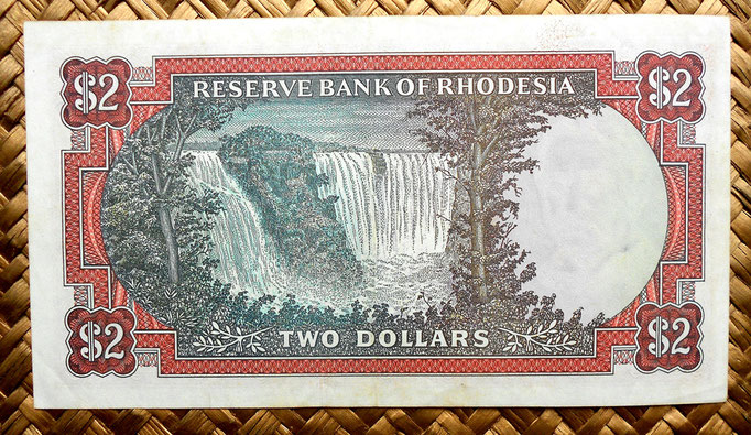 Rodesia 2 dólares 1973 reverso