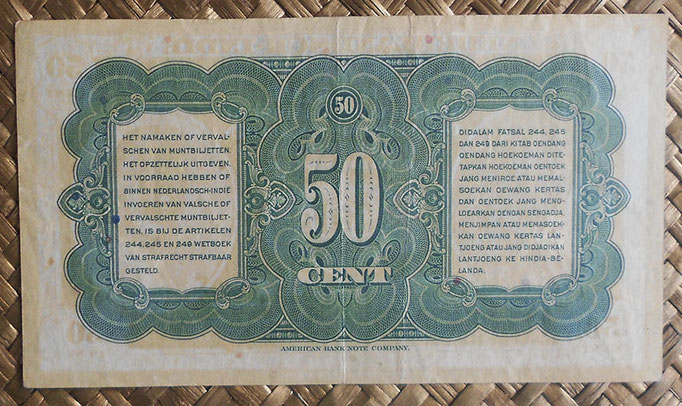 Indias Holandesas 0,50 gulden 1943 reverso