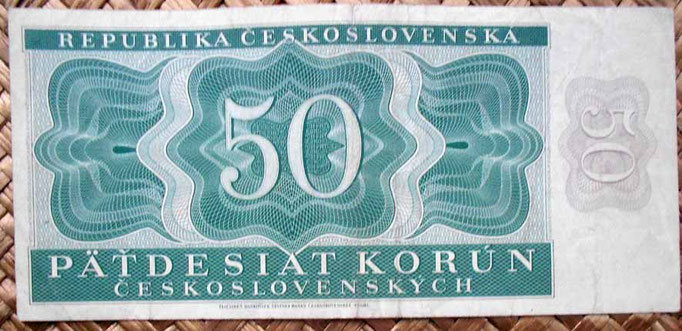 Checoslovaquia 50 korun 1950 reverso