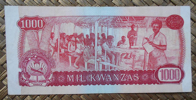 Angola 1000 kwanzas 1979 pk.117a reverso