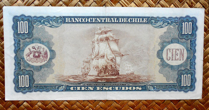 Chile 100 escudos 1967-70 reverso