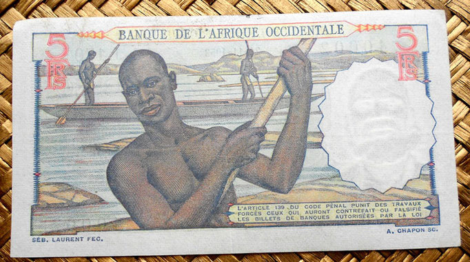 French West Africa 5 francos 1953 reverso
