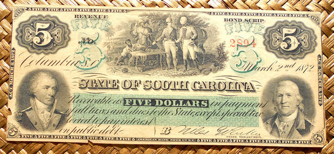 Carolina del Sur 5 dólares 1872